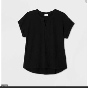 Women's Plus Size Short Sleeve Blouse - 
Black 4X